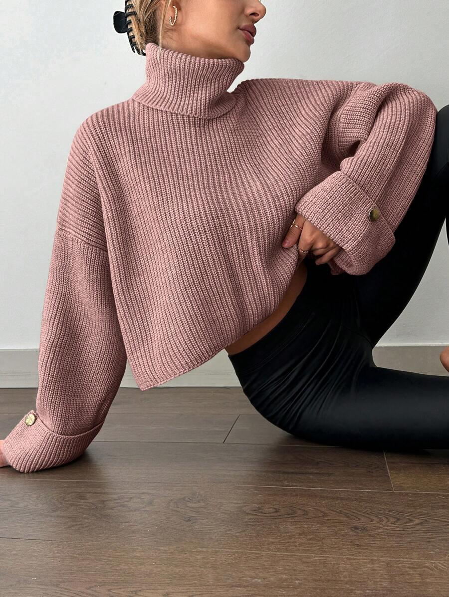 różowy sweter golf 