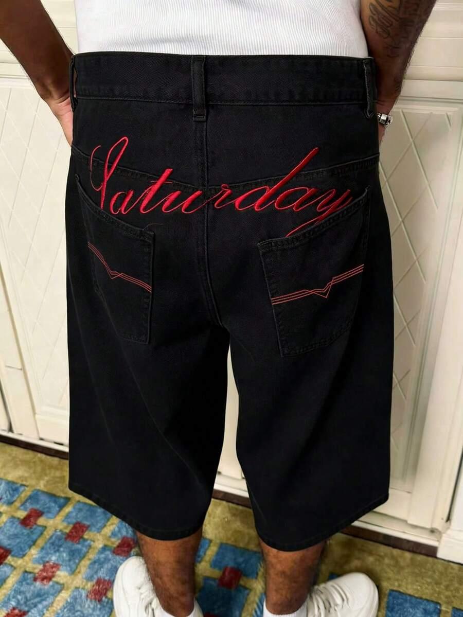 czarne spodenki jeans haft