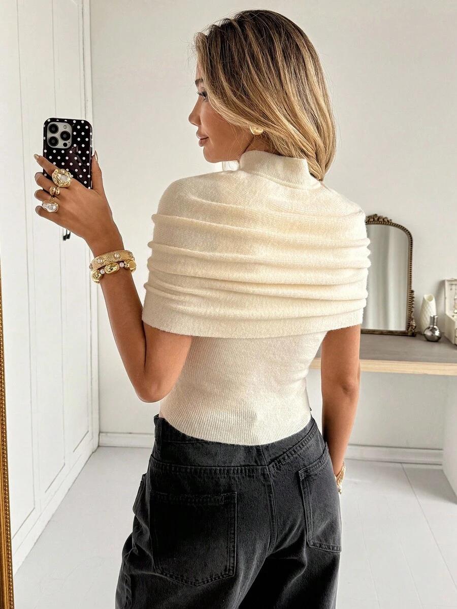 BEŻOWY SWETER PÓŁGOLF