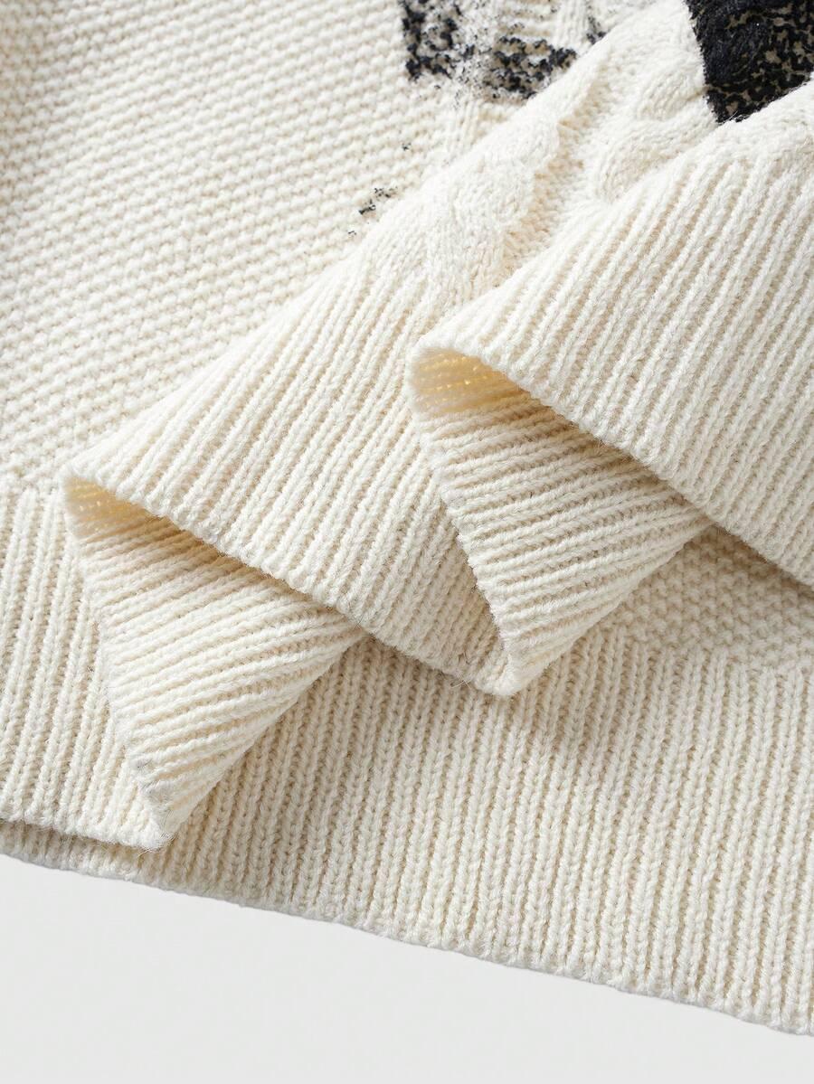 beżowy sweter nadruk