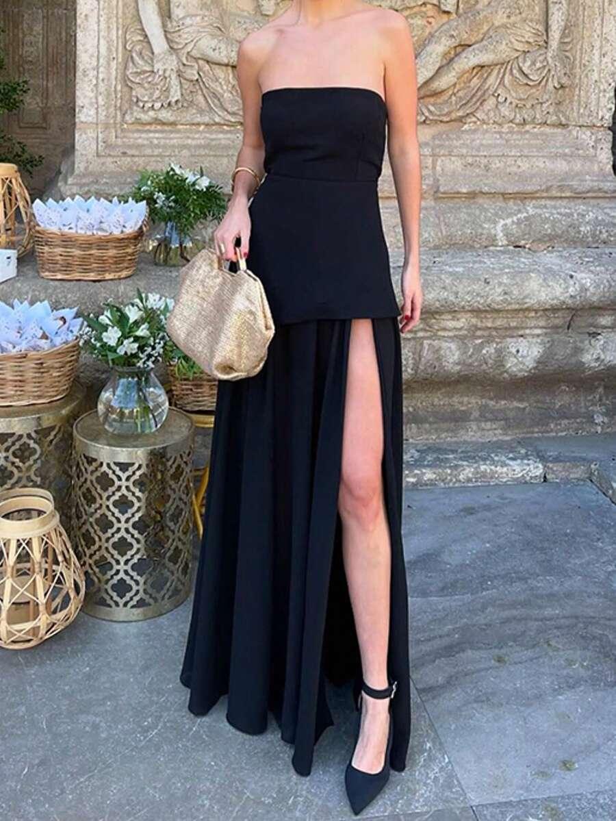 CZARNA MAXI SUKIENKA