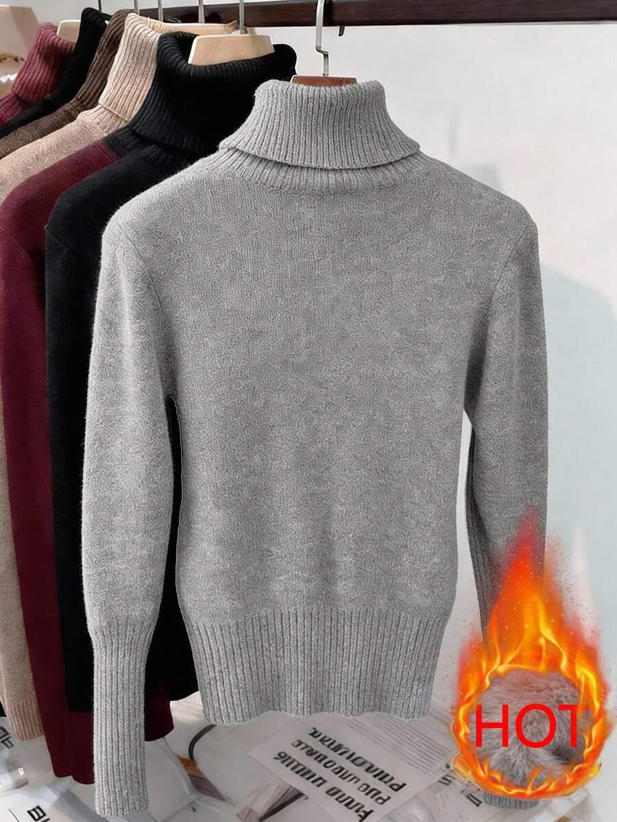 szary ocieplany sweter