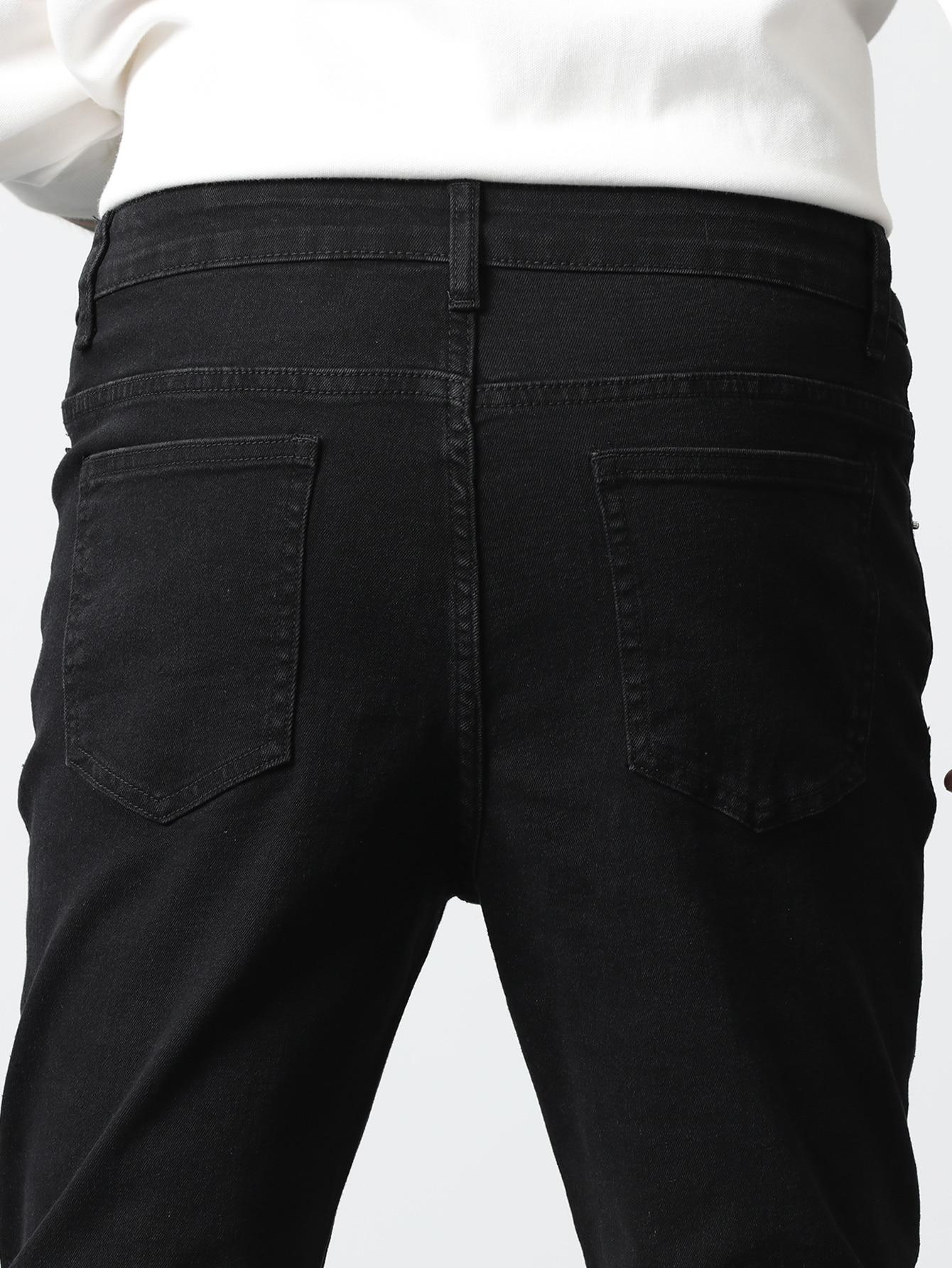 CZARNE SPODNIE JEANS KIESZENIE ZAMEK BASIC 