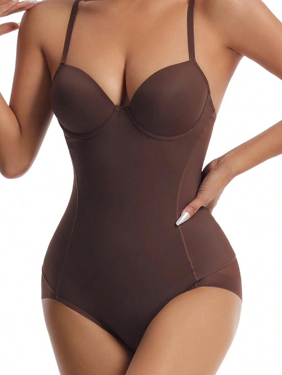 brązowe modelujące body na ramiączkach