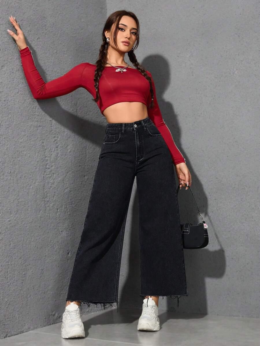 CZARNE SPODNIE JEANS 