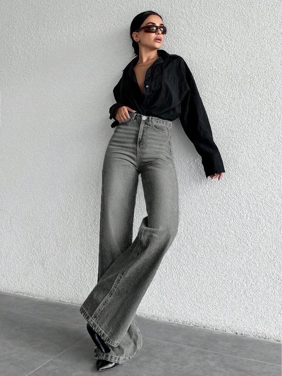 SZARE SPODNIE JEANS 