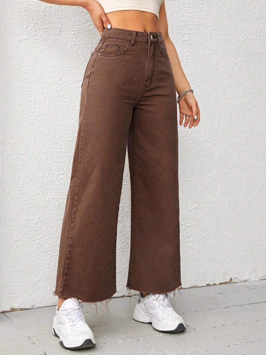 BRĄZOWE SPODNIE JEANS