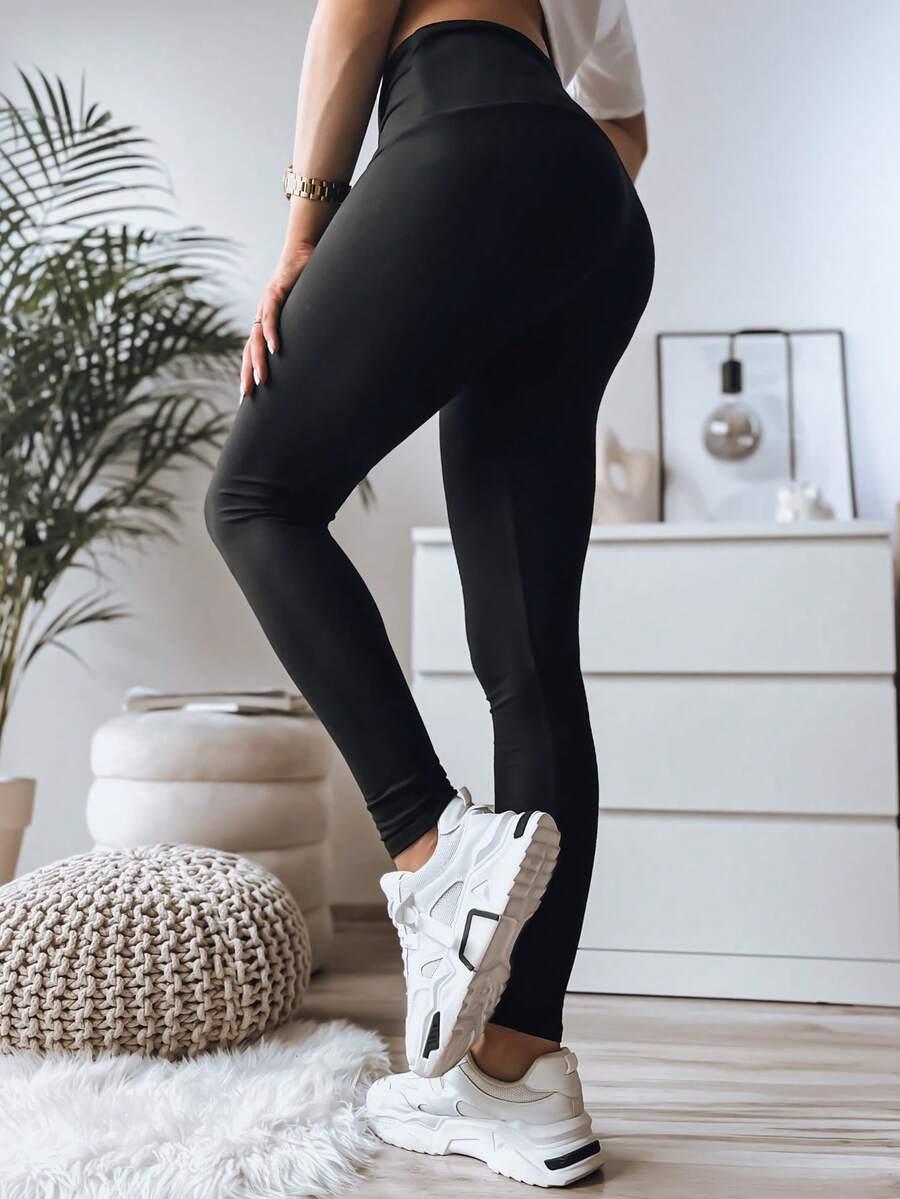czarne gładkie legginsy 5-pack
