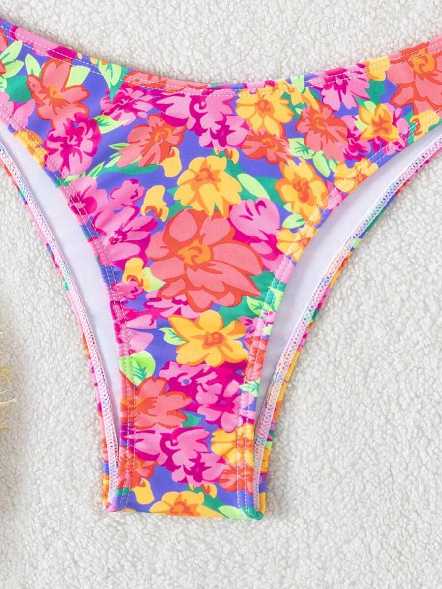 DWUCZĘŚCIOWE BIKINI DAMSKIE KWIATOWY WZÓR