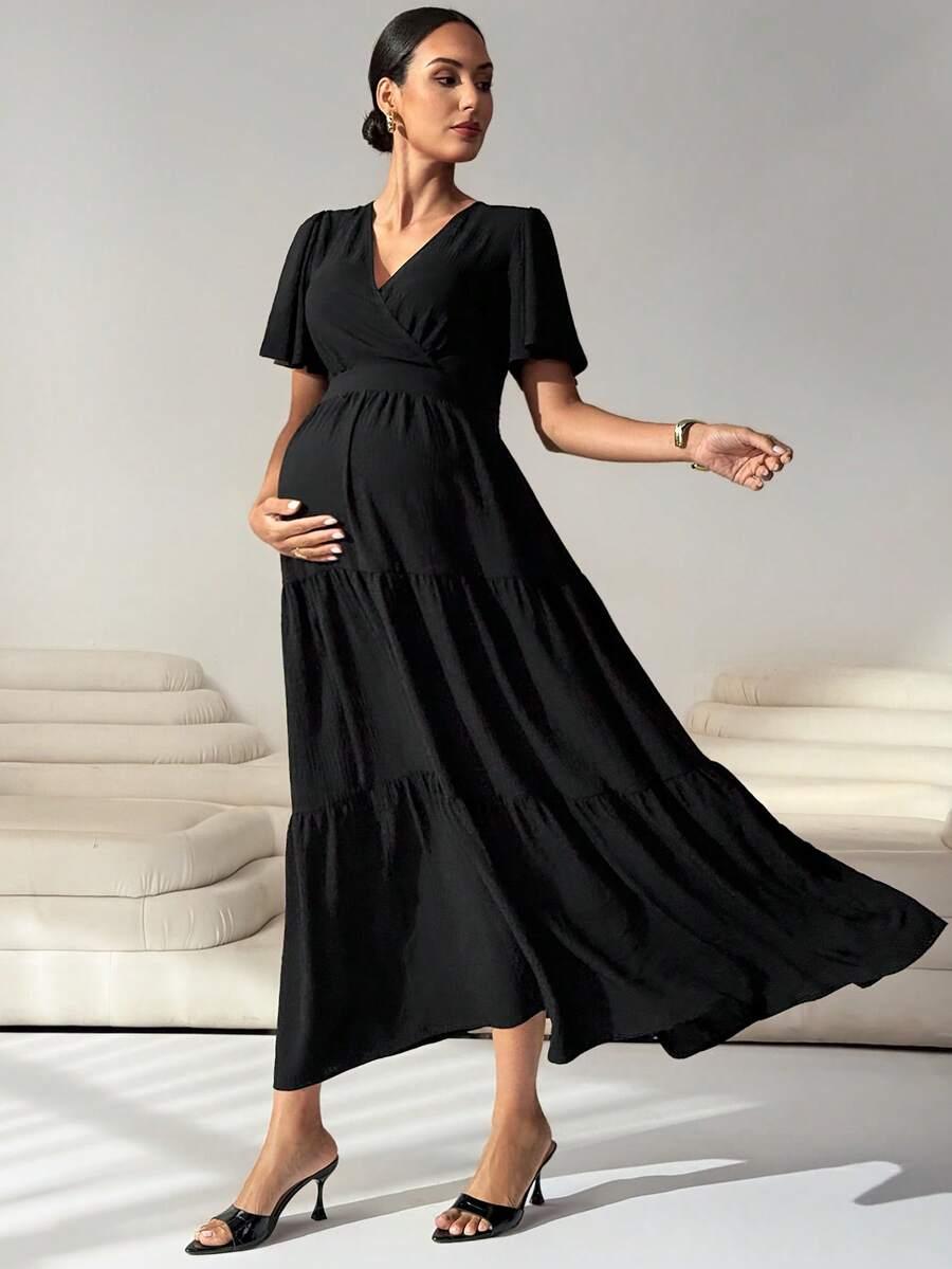 ciążowa midi sukienka v-neck