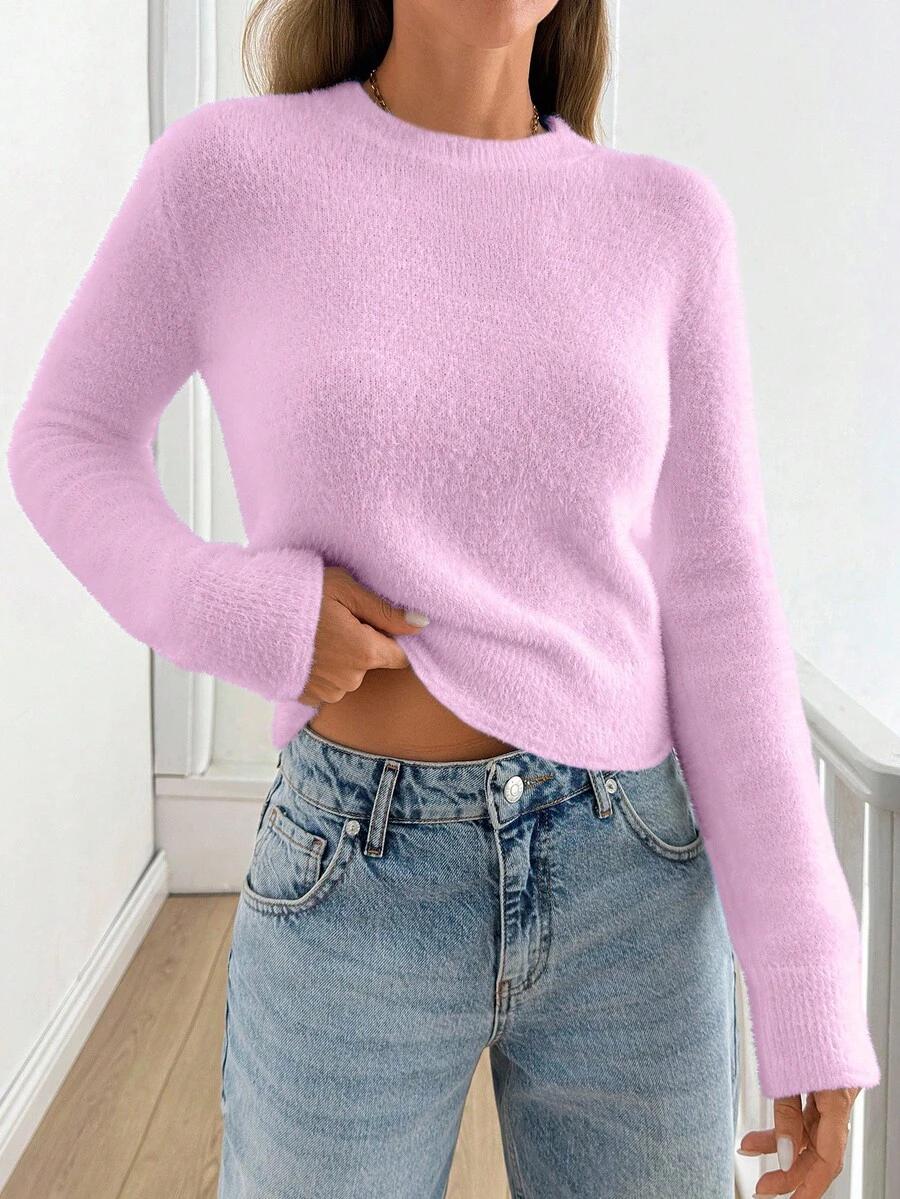 różowy sweter długi rękaw
