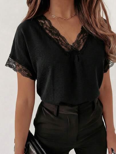czarna bluzka v neck