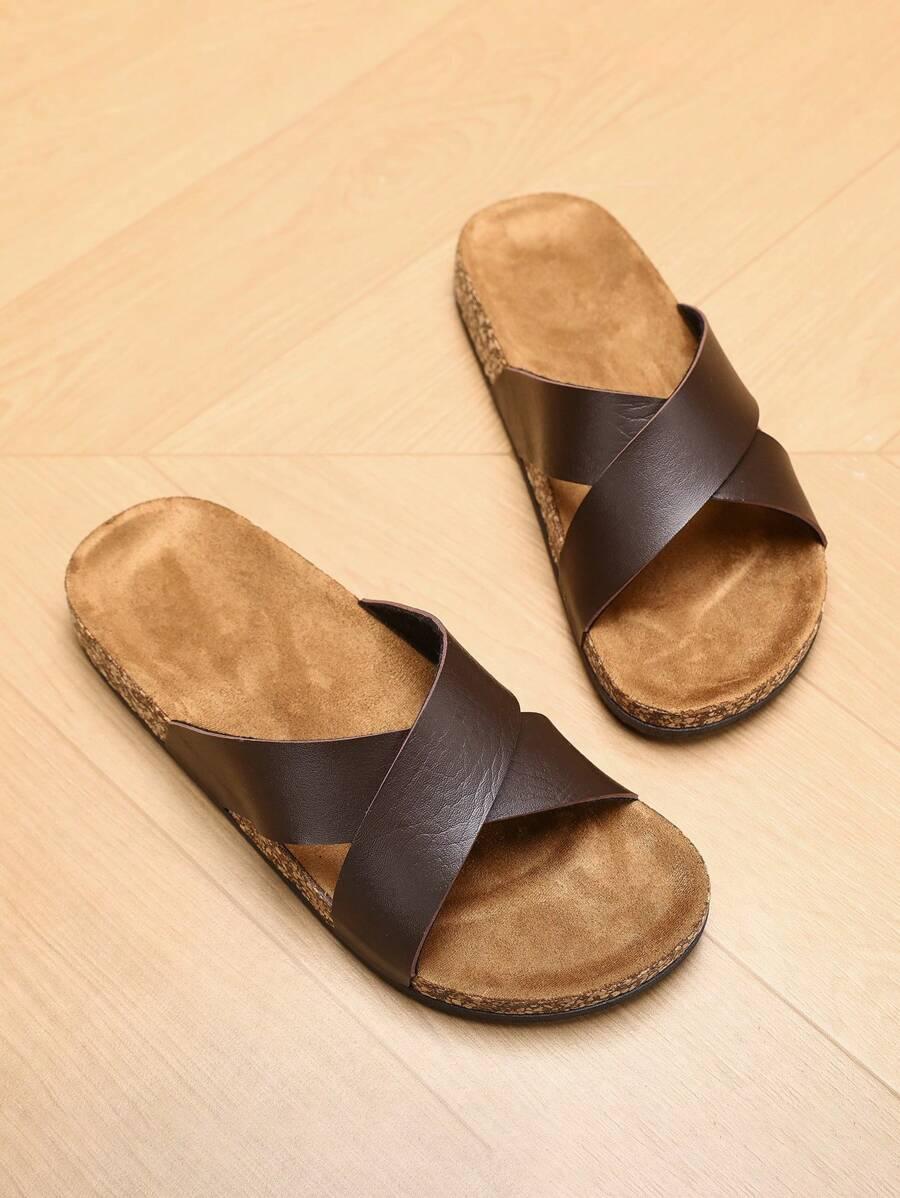brązowe klapki casual
