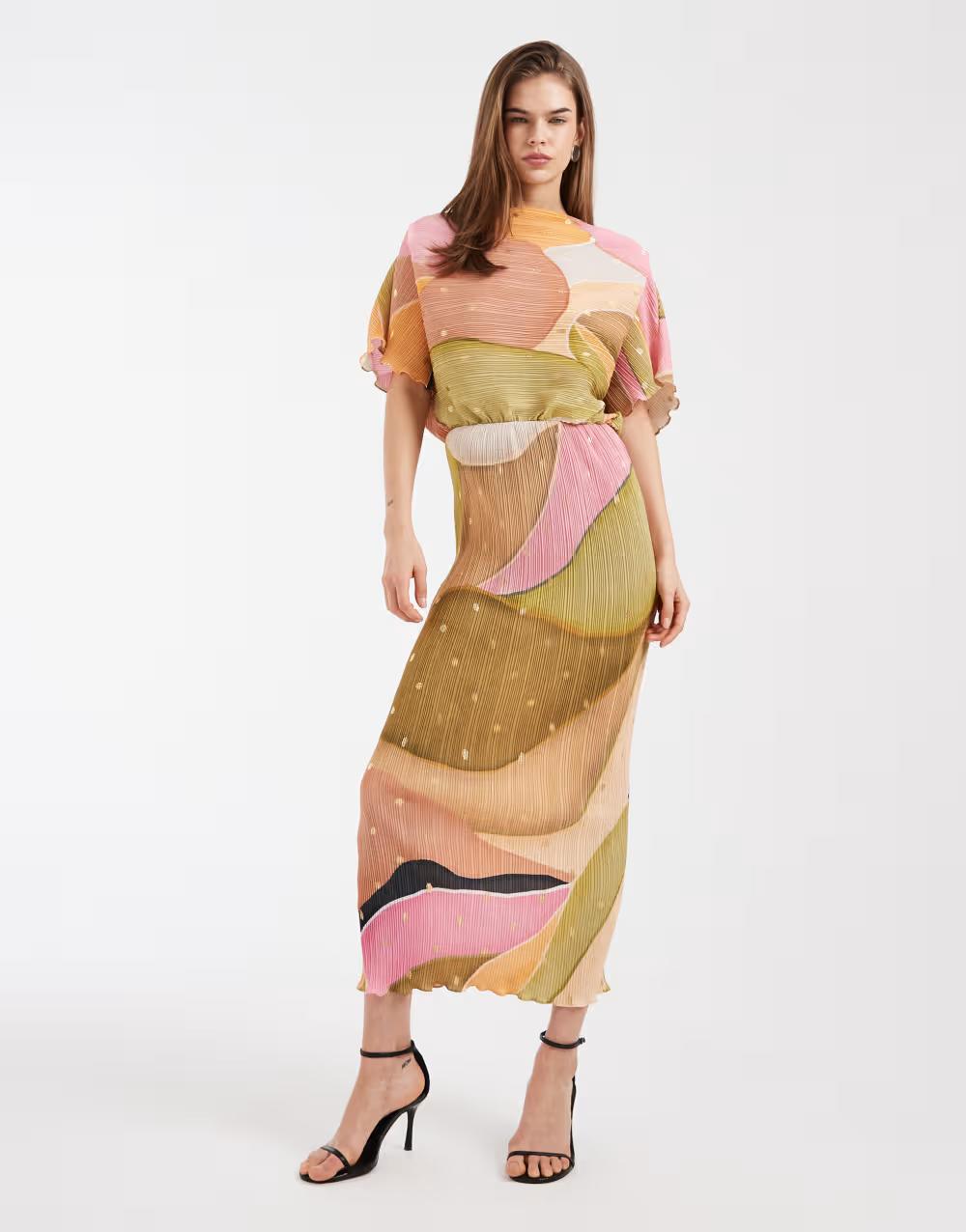 plisowana sukienka abstract print asymetria