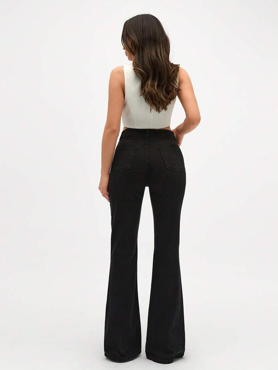 CZARNE SPODNIE JEANS DZWONY 