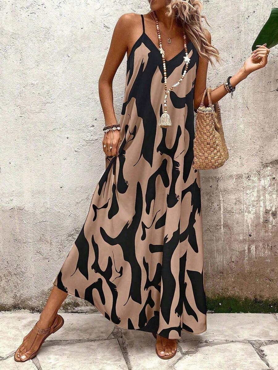 maxi sukienka na ramiączkach v neck