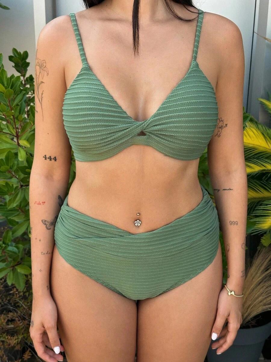 ZIELONY KOMPLET BIKINI STRUKTURA