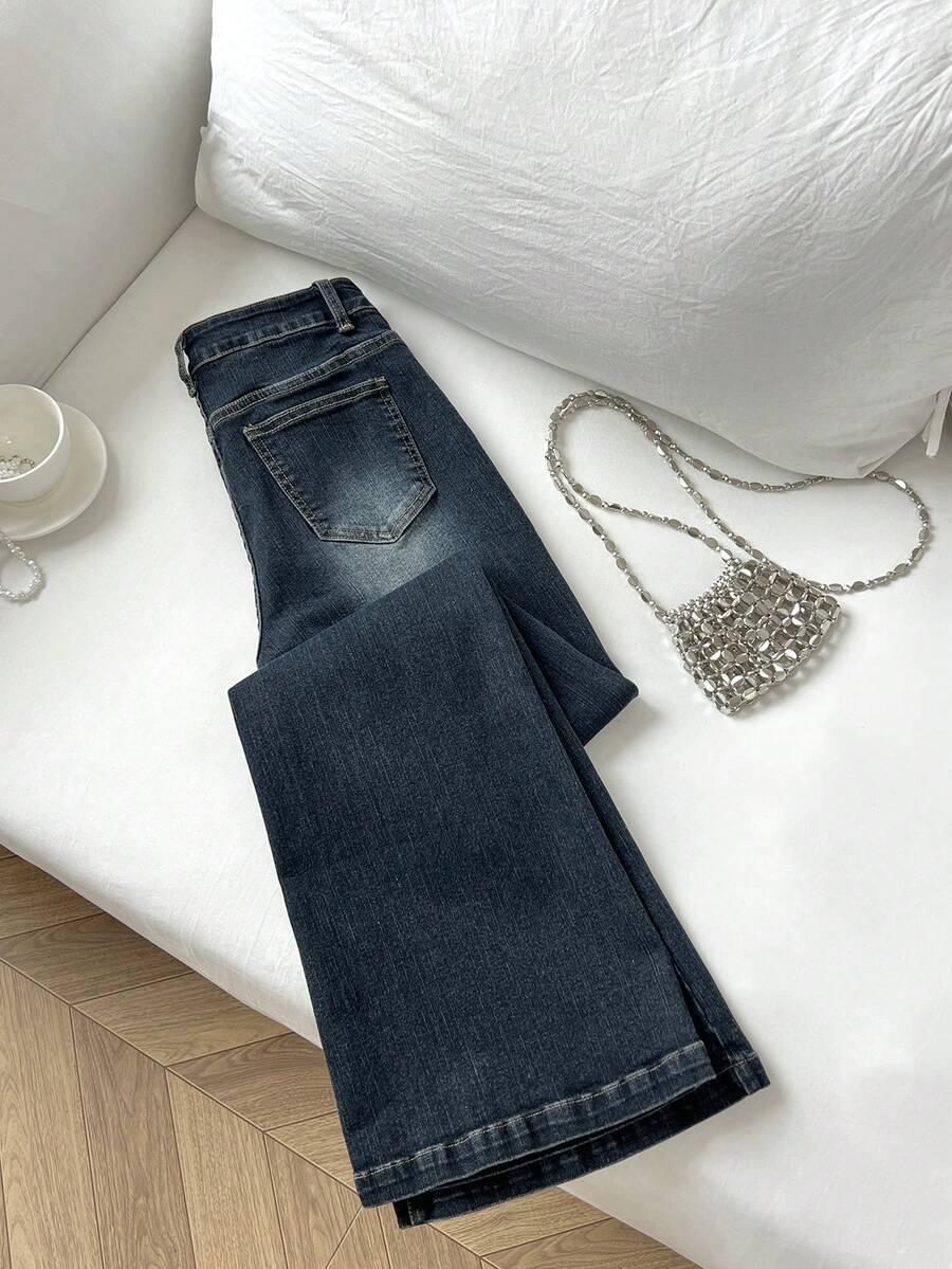 GRANATOWE SPODNIE JEANS