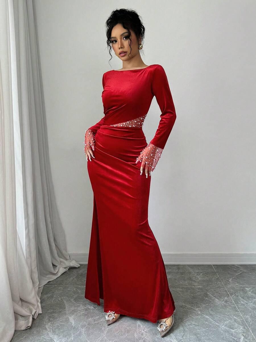 CZERWONA MAXI SUKIENKA
