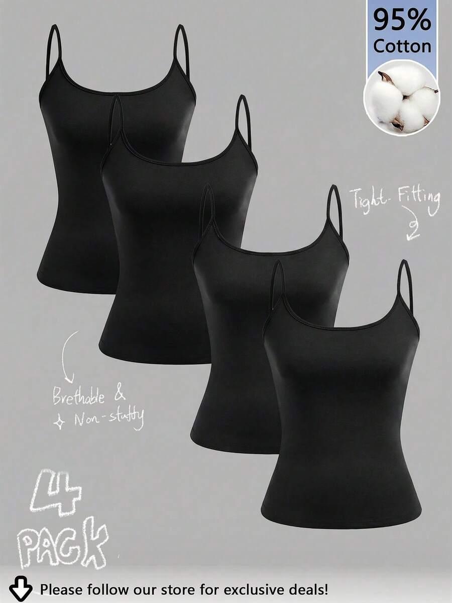 czarny top na ramiączkach 3-pack
