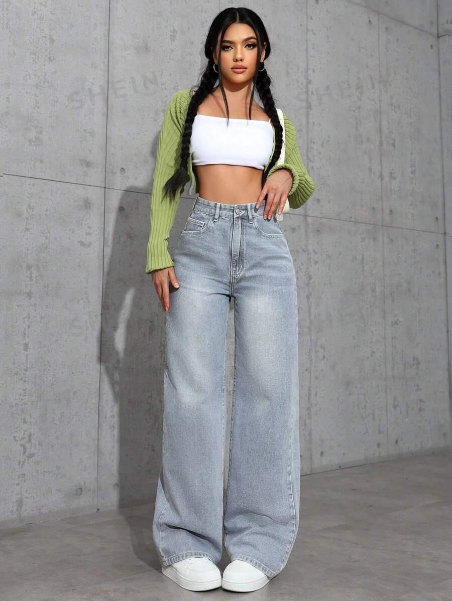szare spodnie jeans wysoki stan