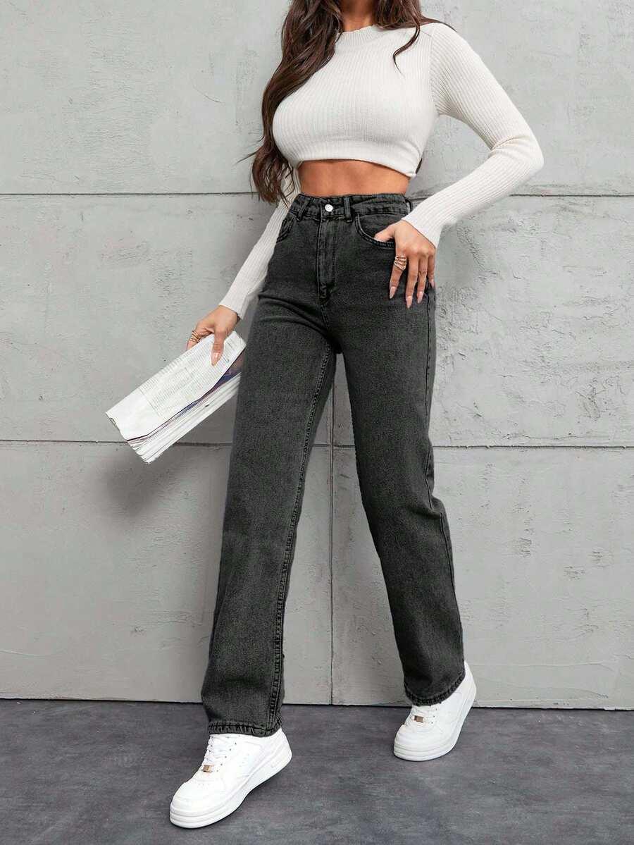 PROSTE SPODNIE JEANS WYSOKI STAN