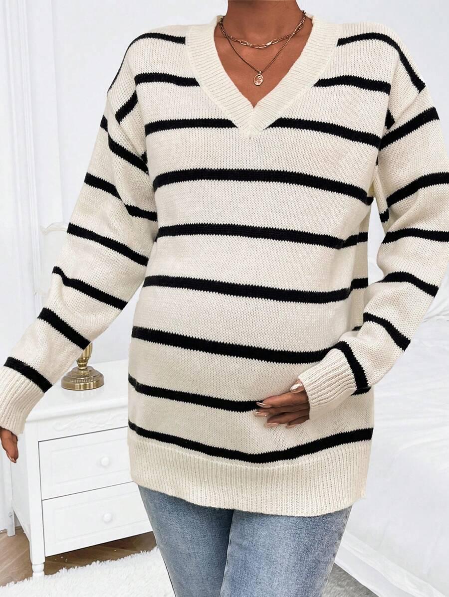 SWETER CIĄŻOWY W PASKI