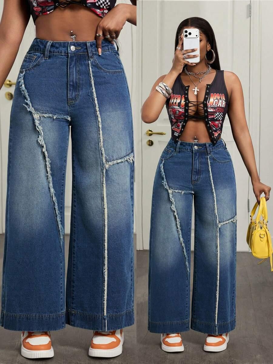 niebieskie spodnie jeans