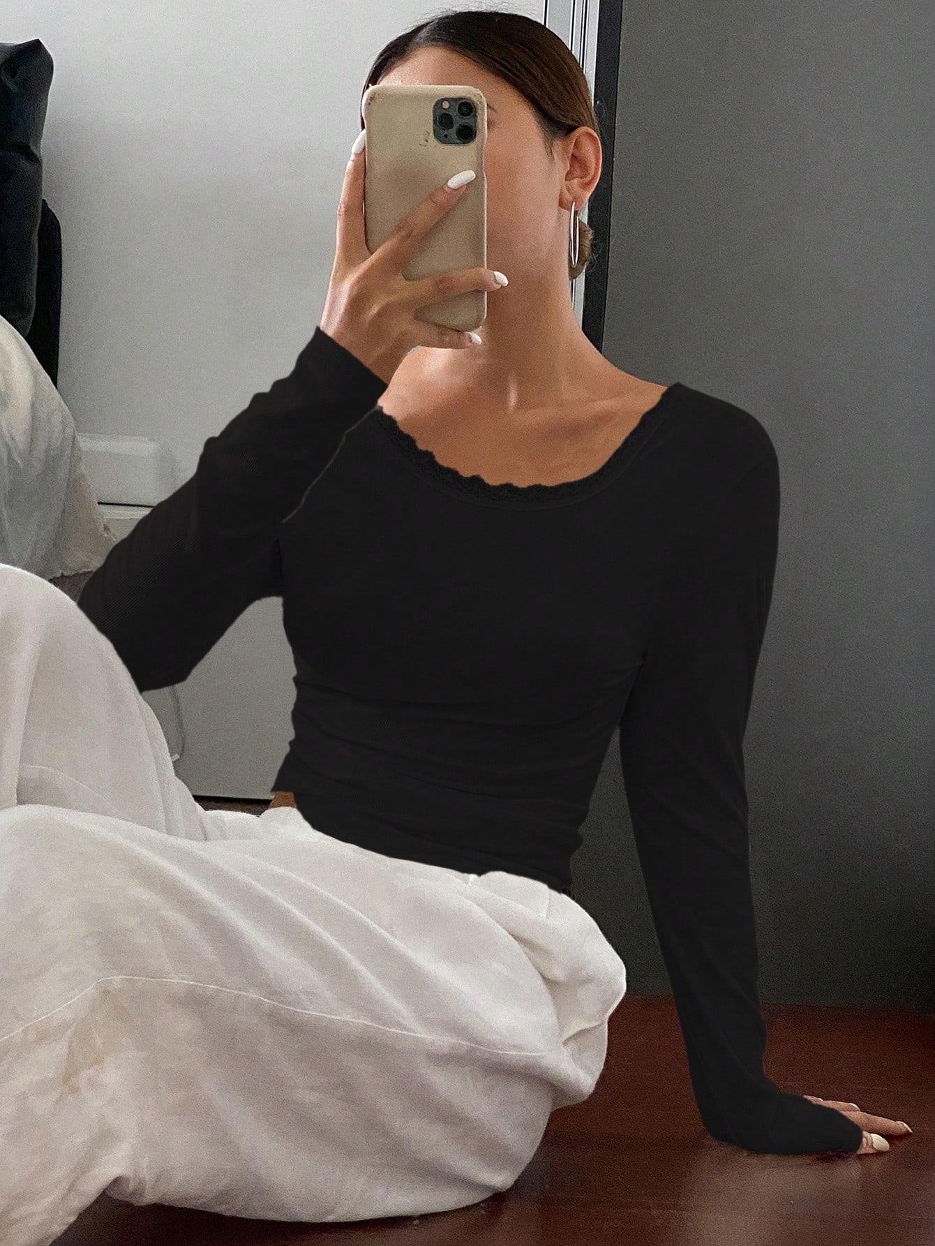 CZARNA BLUZKA KORONKA