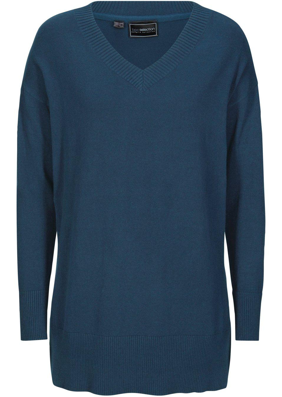 GRANATOWY SWETER V NECK