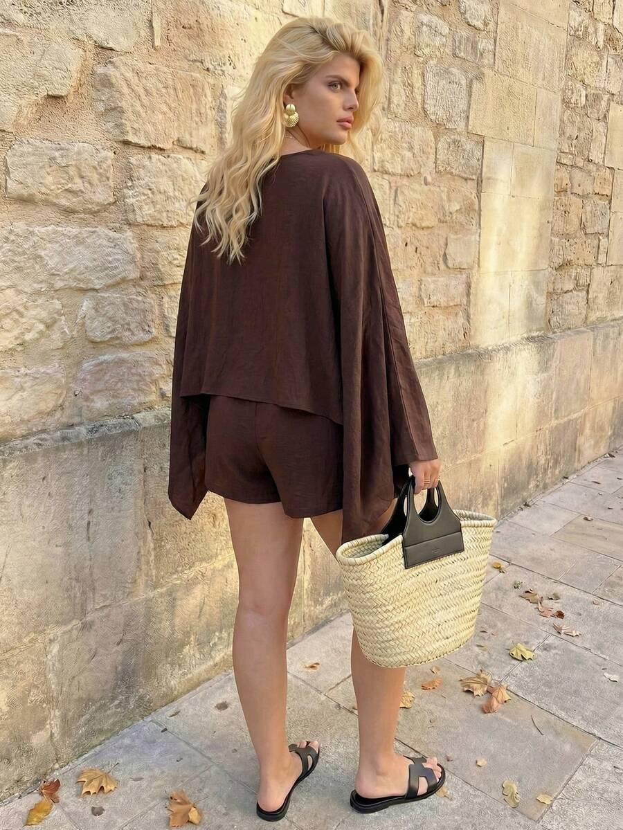 BRĄZOWE SPÓDNICO-SPODENKI CASUAL