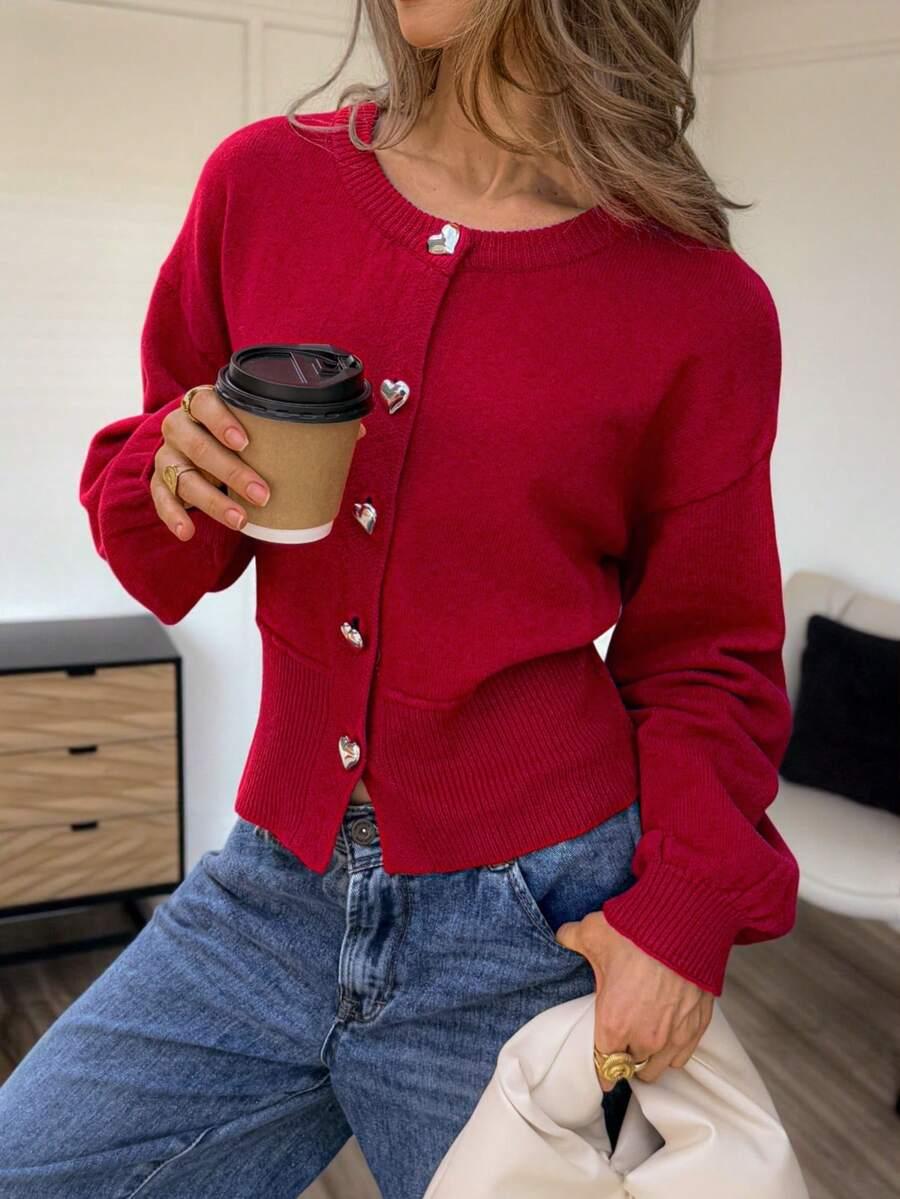 CZERWONY SWETER KARDIGAN