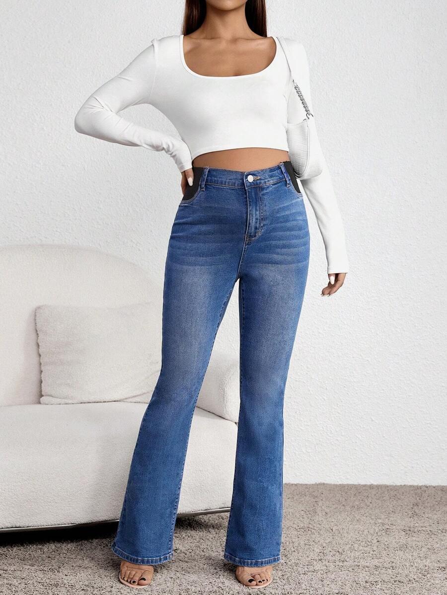NIEBIESKIE CIĄŻOWE SPODNIE JEANS
