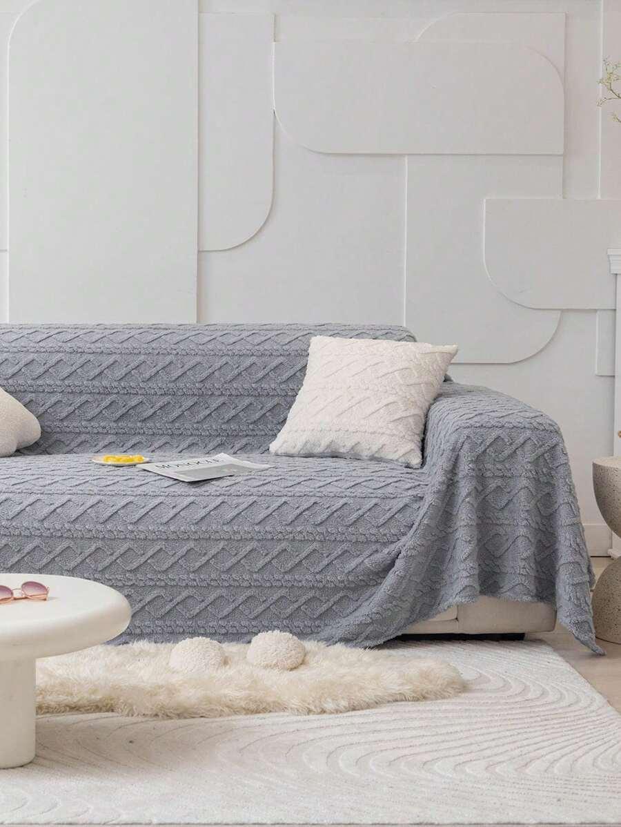 SZARA MINIMALISTYCZNA NARZUTA NA SOFĘ