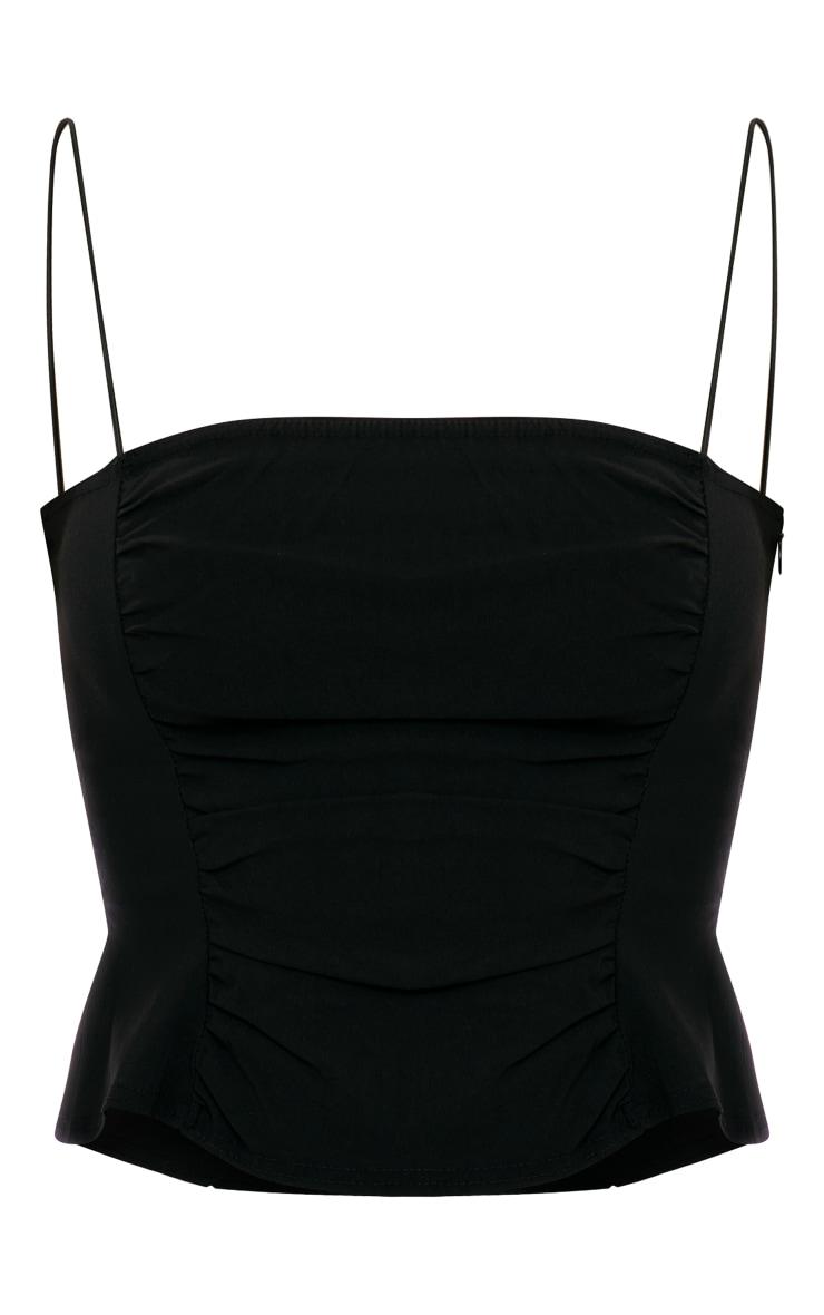 CZARNY CROP TOP FALBANA RAMIĄCZKA