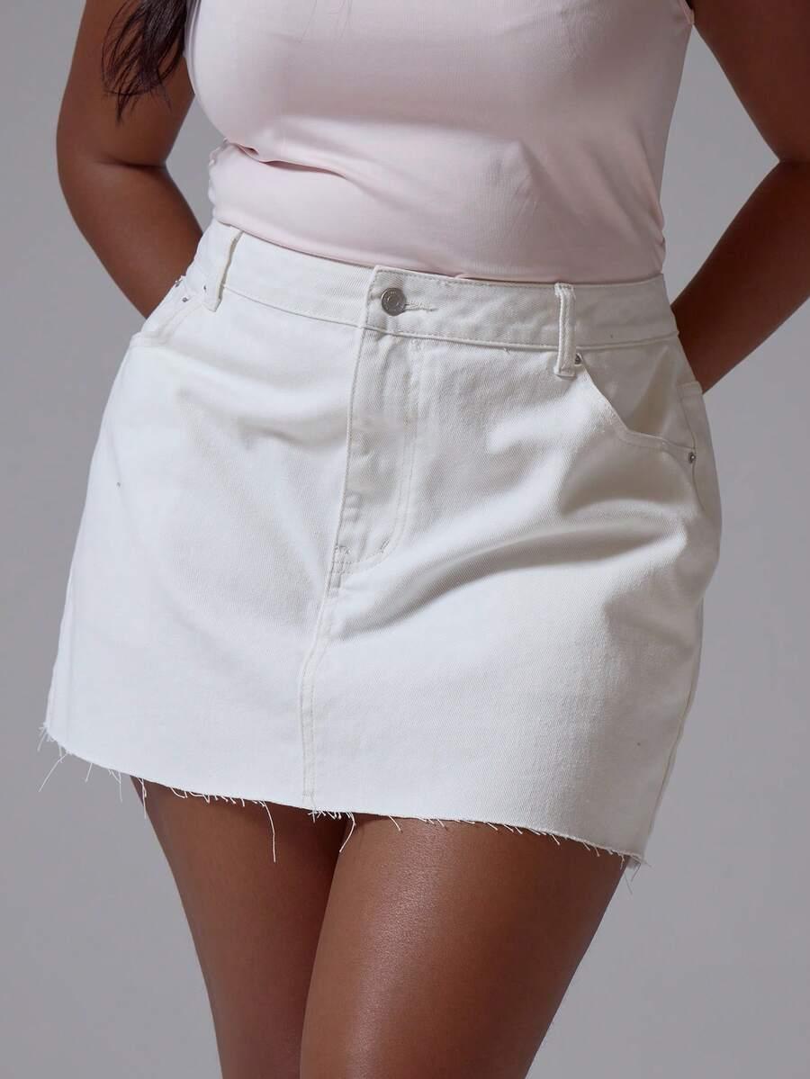 biała mini spódnica  jeans