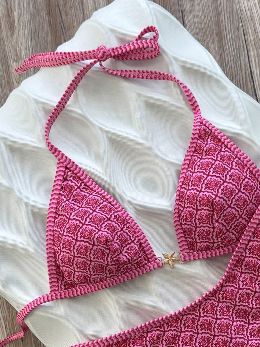 różowy kostium kąpielowy bikini komplet