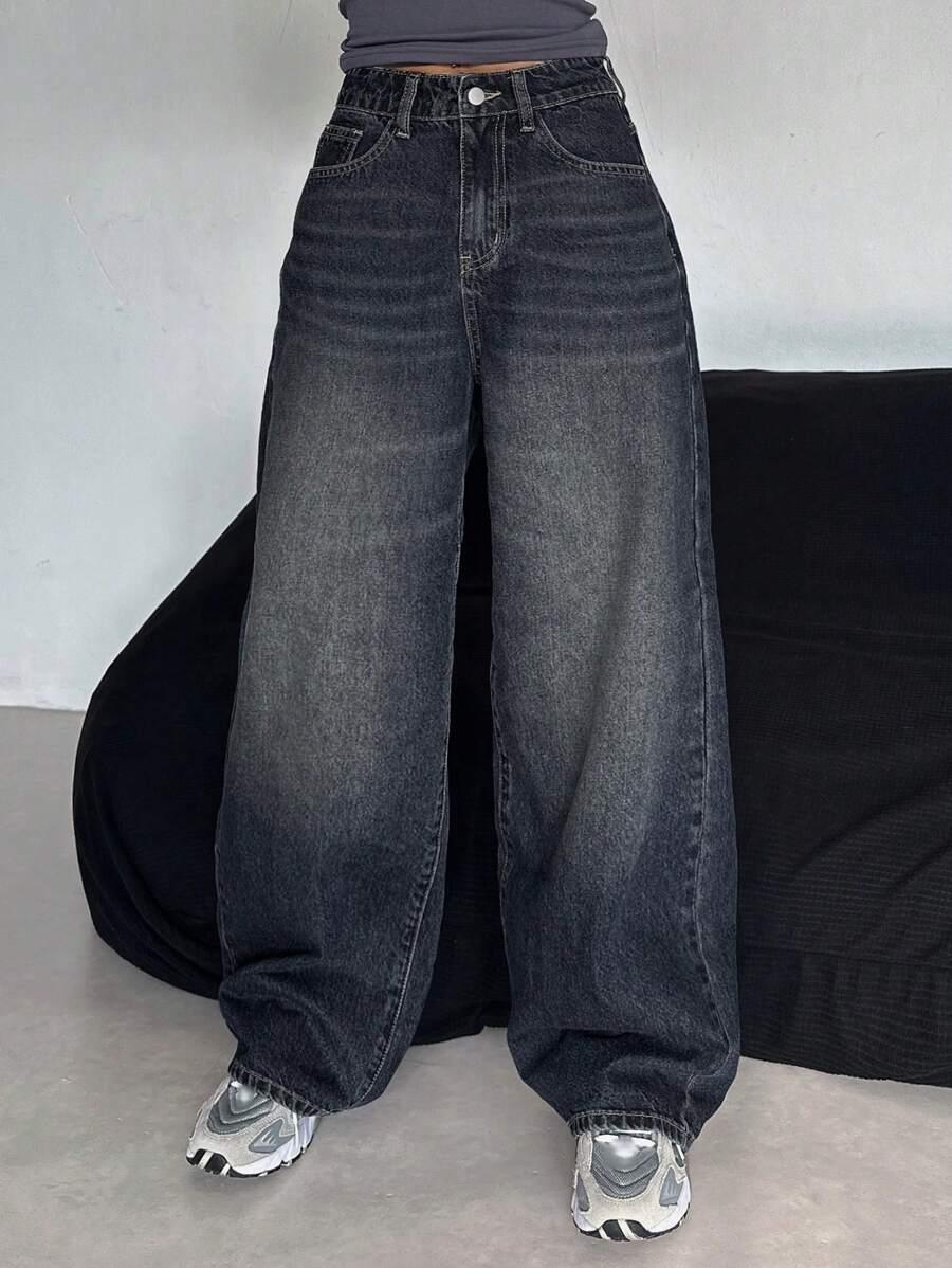 GRANATOWE SPODNIE JEANS 