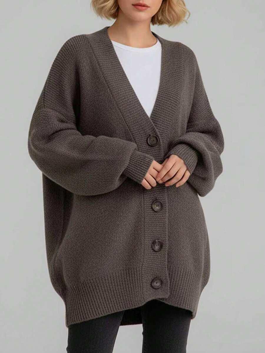 BRĄZOWY SWETER GUZIKI