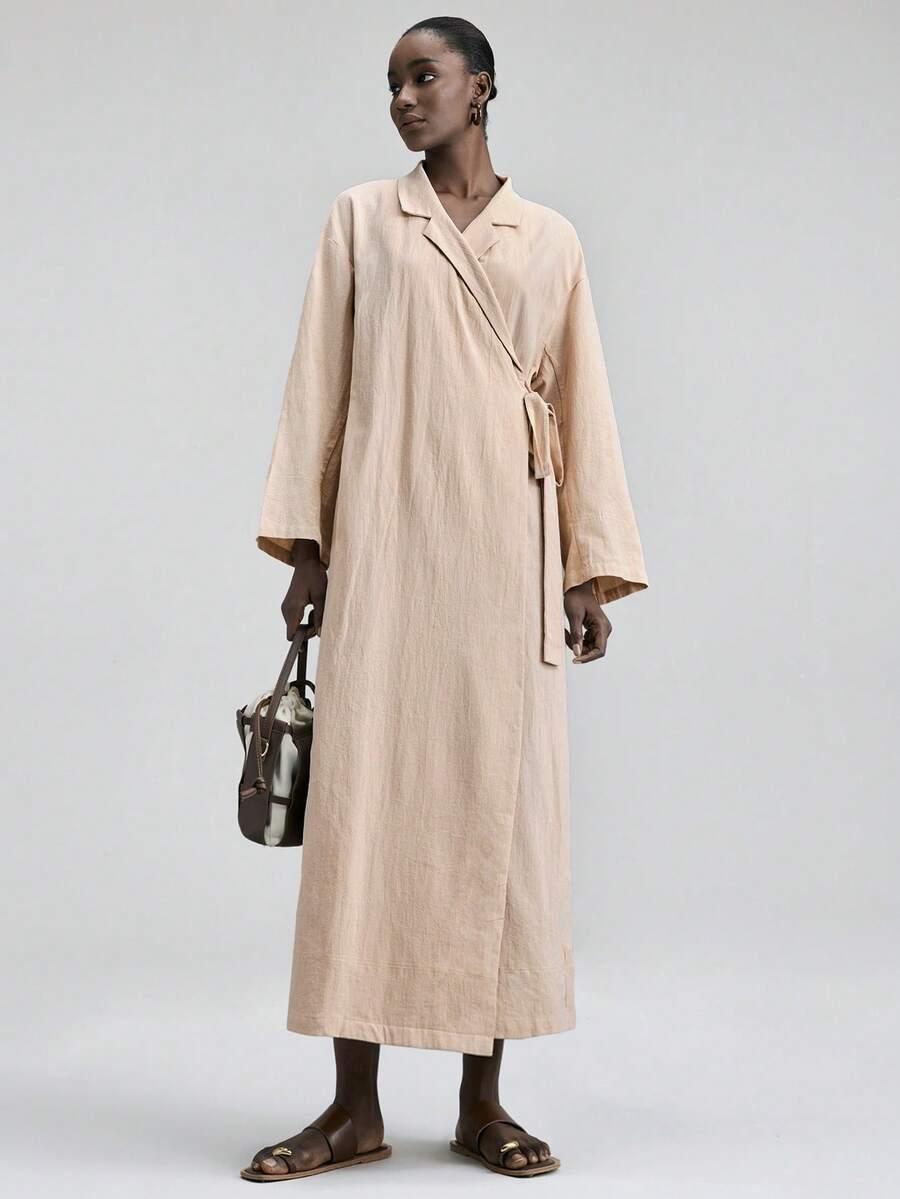 BEŻOWA SUKIENKA DŁUGI RĘKAW