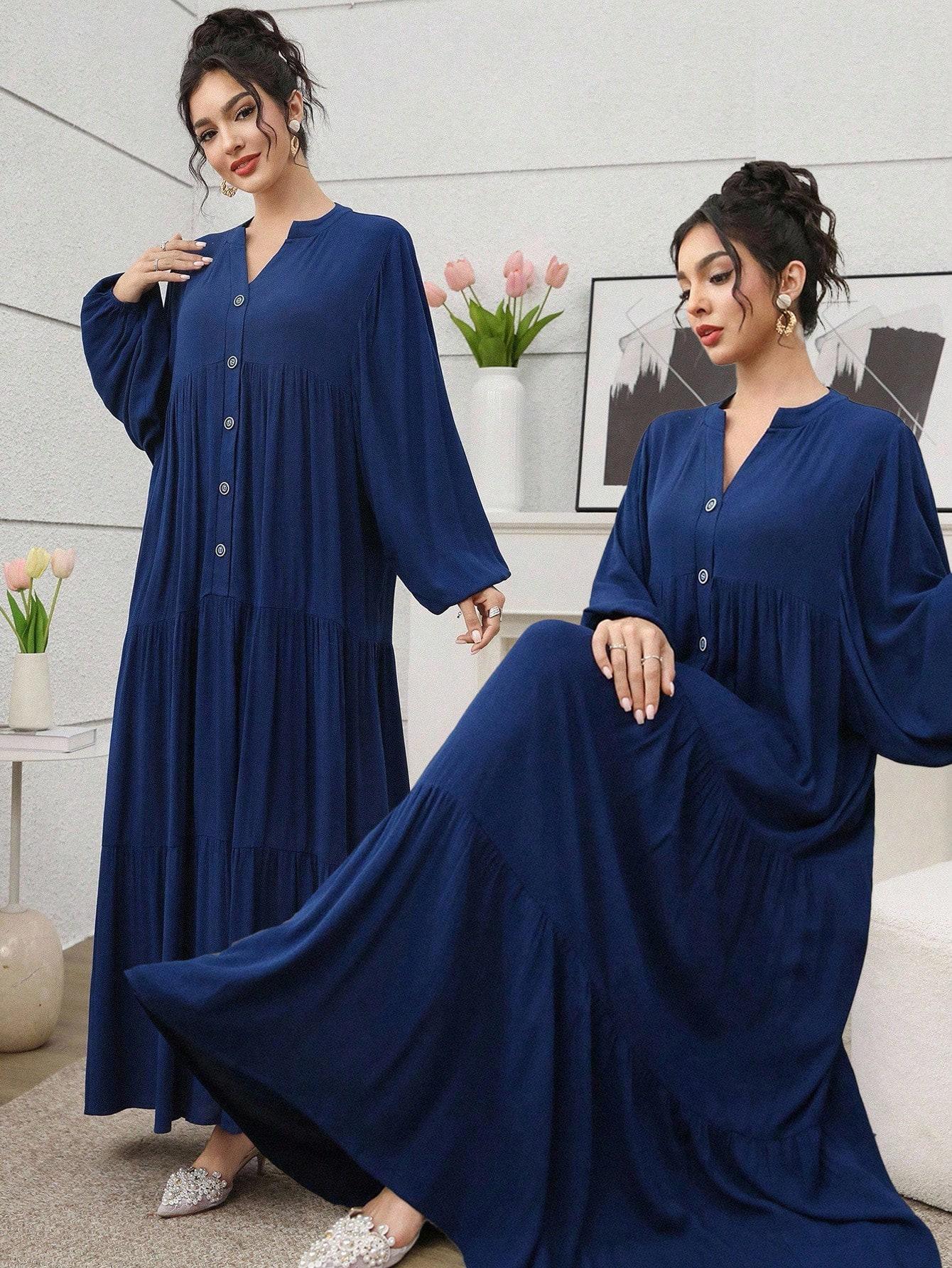 SUKIENKA OVERSIZE V-DEKOLT MAXI WISKOZA
