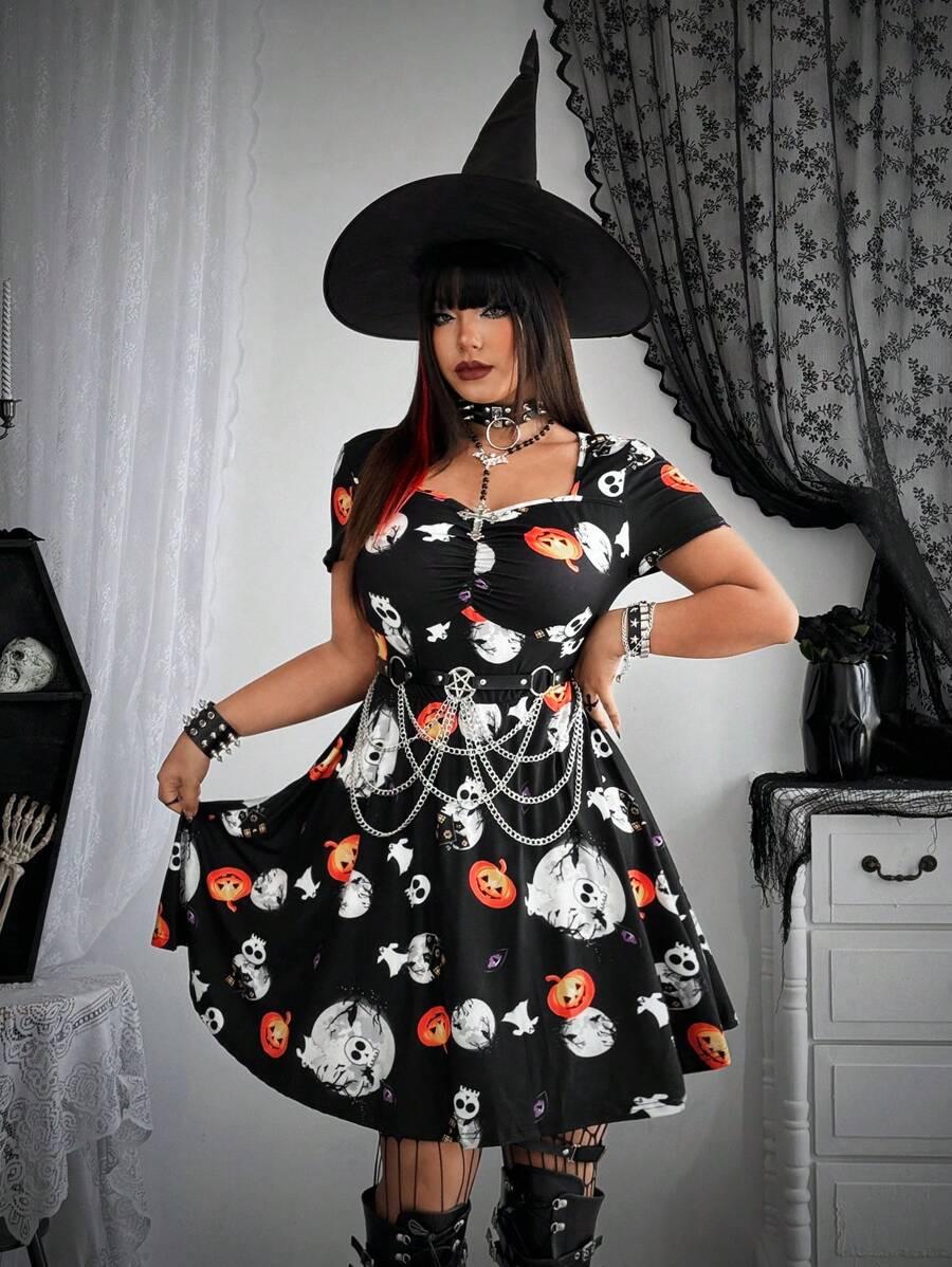 SUKIENKA ROZKLOSZOWANA Z MOTYWEM HALLOWEEN