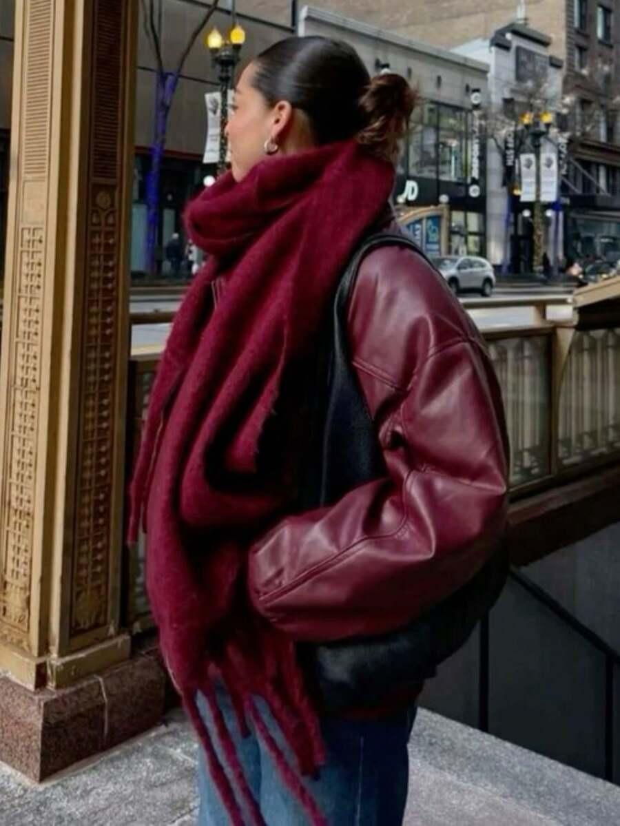 CZERWONY SZALIK FRĘDZLE
