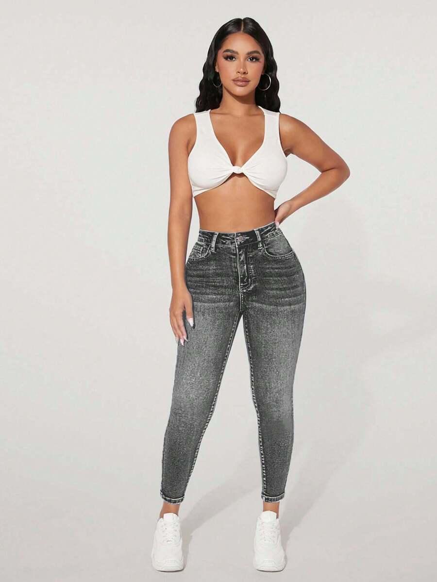 szare spodnie jeans 