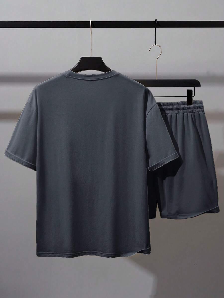 szary dwuczęściowy komplet spodenki t-shirt PARIS