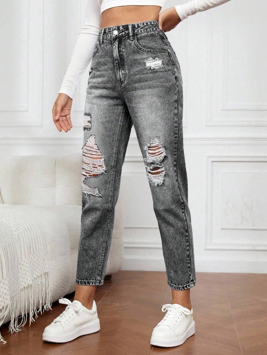 SZARE SPODNIE JEANS