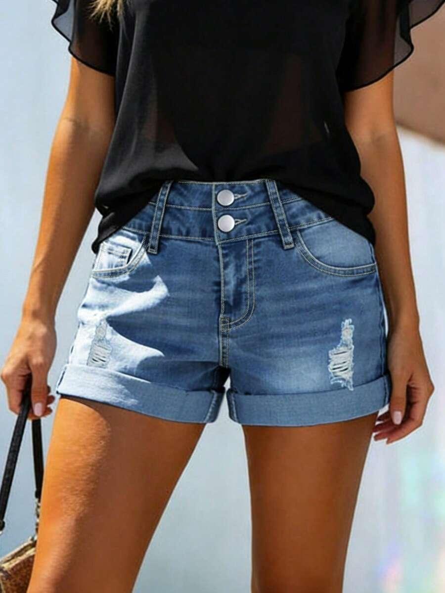 krótkie spodenki jeans przetarcia