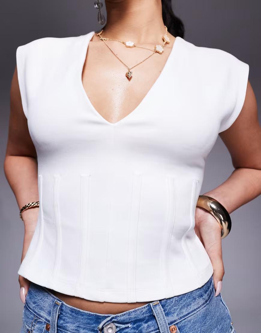 BIAŁy TOP V-NECK