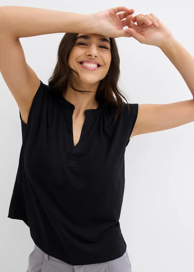 czarna bluzka v-neck