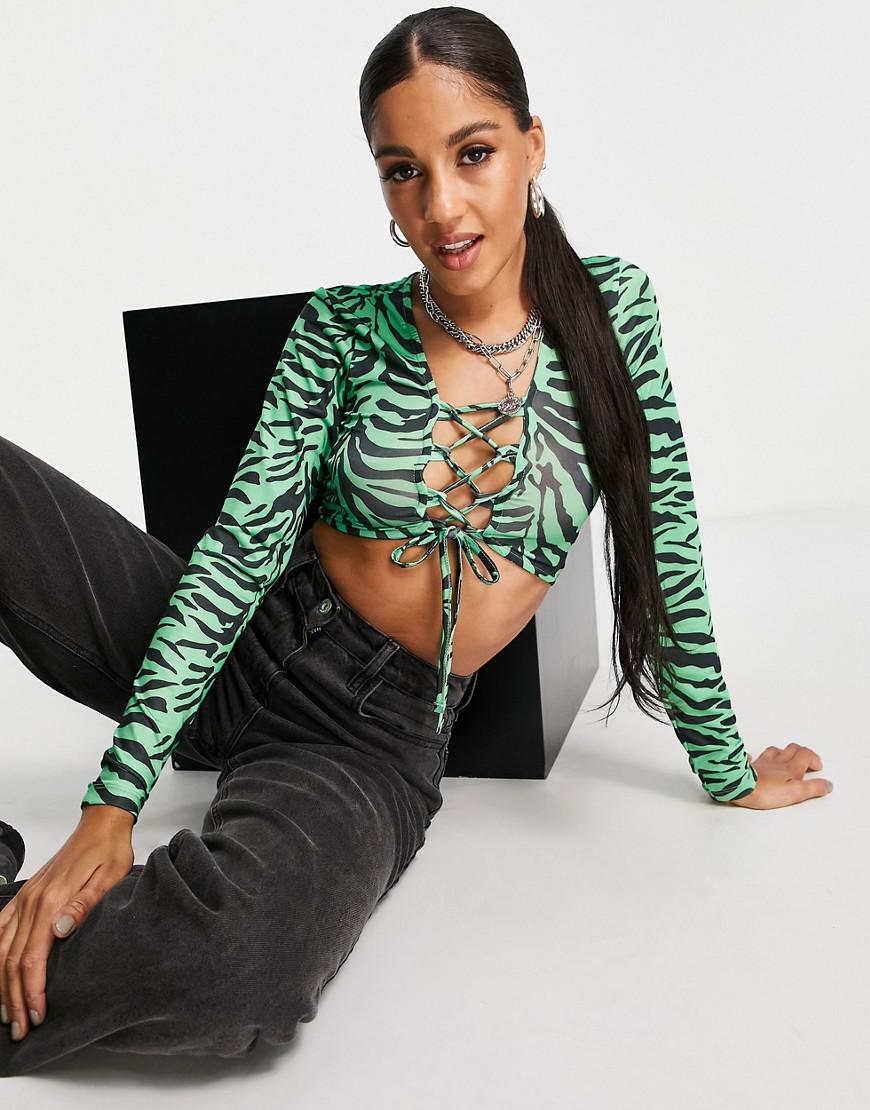 ZIELONY TOP ANIMAL PRINT